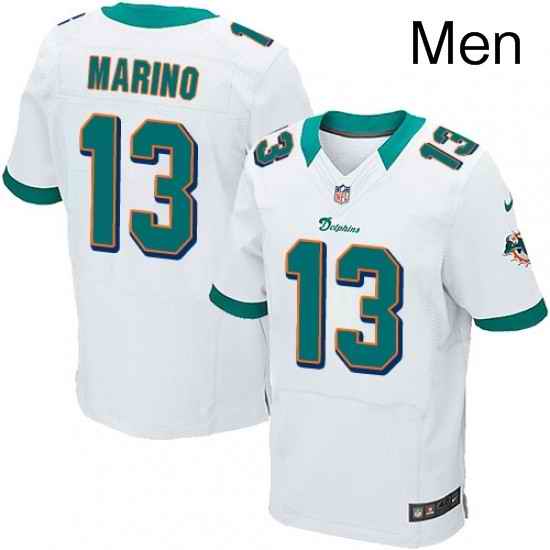 Mens Nike Miami Dolphins 13 Dan Marino Elite White NFL Jersey